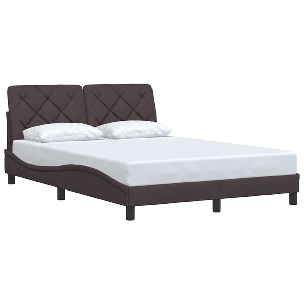 vidaXL Bed Frame without Mattress Dark Brown 140x190 cm Fabric