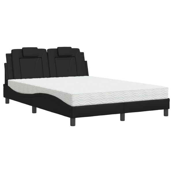 vidaXL Bed "Viana" with Mattress Black 140x190 cm Faux Leather
