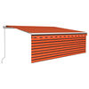 vidaXL Manuell markis med rullgardin och LED 4,5x3m orange/brun