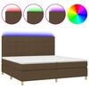 vidaXL Rams&auml;ng med madrass & LED m&ouml;rkbrun 200x200 cm tyg