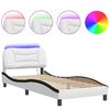 vidaXL Bed Frame with LED without Mattress "Hvar" White and Black 90x190 cm