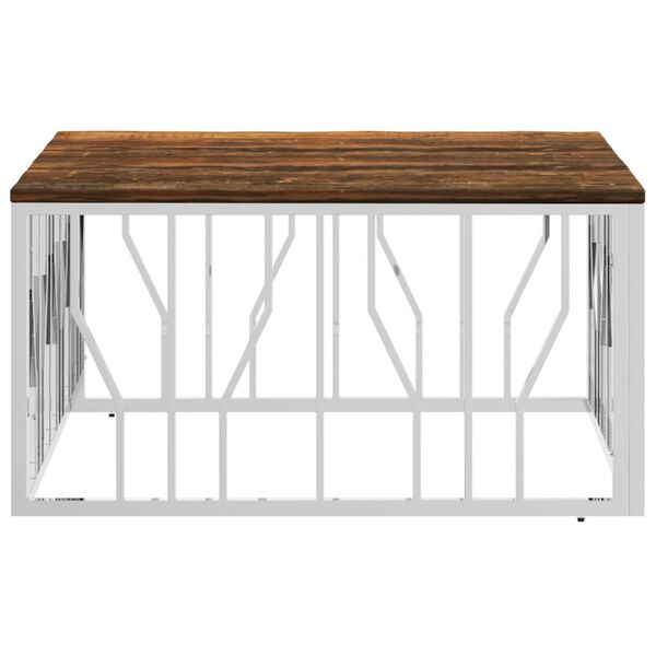 vidaXL Soffbord silver rostfritt stål och massivt återvunnet trä
