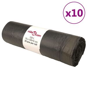 vidaXL Avfallsp&aring;sar med dragsn&ouml;re 250 st svart 120 L