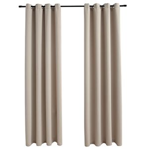 vidaXL M&ouml;rkl&auml;ggningsgardiner med metallringar 2 st beige 140x175 cm