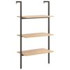 vidaXL Hylla 3 hyllplan ljusbrun och svart 64x35x120,5 cm