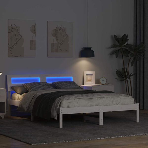 vidaXL S&auml;ngram med huvudgavel Vit 120 x 200 cm Massiv furu