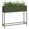 vidaXL H&ouml;jdtr&auml;dg&aring;rdsplanterare Olivgr&ouml;n 100 x 26 x 82 cm St&aring;l