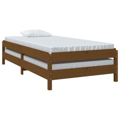 vidaXL Stapelbar säng honungsbrun 75x190 cm massivt furuträ