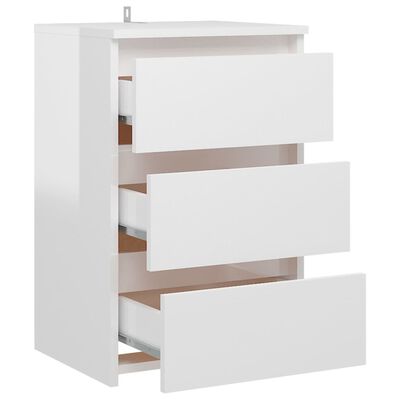 vidaXL Sängbord 2 st vit högglans 40x35x62,5 cm konstruerat trä