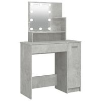 vidaXL Sminkbord med LED betonggrå 86,5x35x136 cm