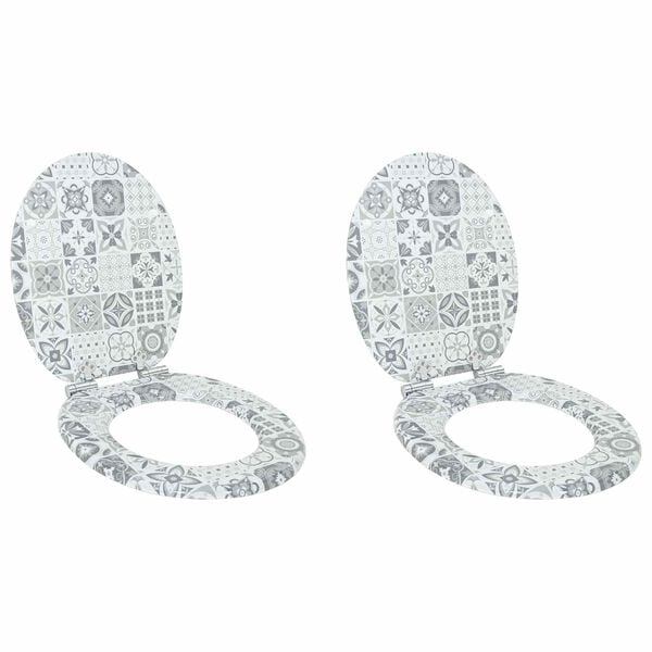 vidaXL Toalettstol 2 pcs Bl&aring; och Vit Porslin 44 x 38 cm MDF-board