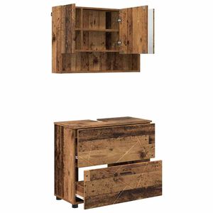 vidaXL Badrumsm&ouml;belset 2 st Gammalt tr&auml; 76,5 x 35 x 64 cm