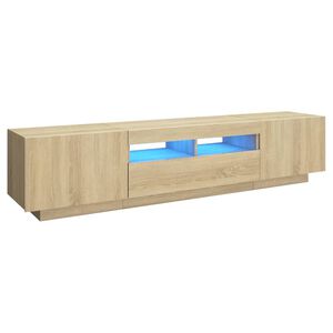 vidaXL TV-b&auml;nk med LED-belysning sonoma-ek 180x35x40 cm