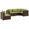 vidaXL Loungegrupp med dynor 5 delar brun konstrotting