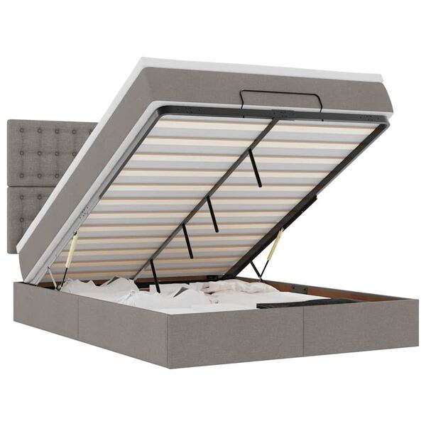 vidaXL Ottoman sängram med madrass taupe 140x200 cm tyg