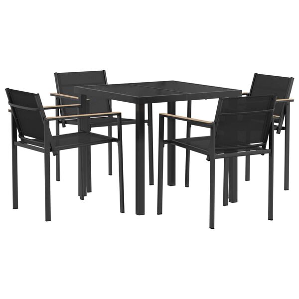 vidaXL Utem&ouml;belset 5 pcs Svart och Anthracit 80 x 80 x 73 cm Textilene
