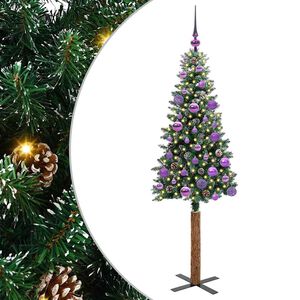 vidaXL Smal julgran med 150 LED-lampor Gr&ouml;n 150 cm PVC och solid furu