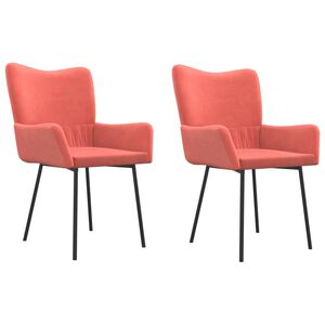 vidaXL Matstolar 2 st rosa sammet