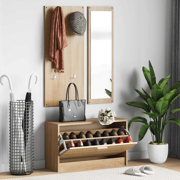 vidaXL 3-i-1 skosk&aring;psset Sonoma ek parketttr&auml;