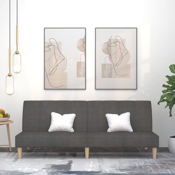 vidaXL B&auml;ddsoffa 2-sits m&ouml;rkgr&aring; tyg