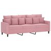 vidaXL 3-sitssoffa med fotpall rosa 180 cm sammet