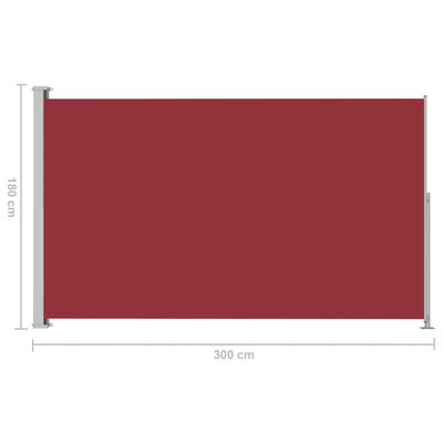 vidaXL Infällbar sidomarkis 180x300 cm röd