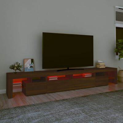 vidaXL Tv-bänk med LED-belysning brun ek 260x36,5x40 cm