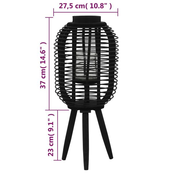 vidaXL Fristående ljuslykta bambu svart