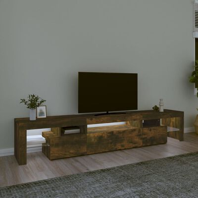vidaXL Tv-bänk med LED-belysning rökfärgad ek 215x36,5x40 cm