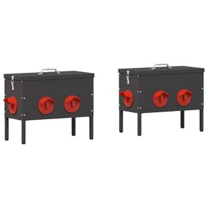 vidaXL H&ouml;nsfodertr&aring;g 2 pcs Svart 41,5 x 20,5 x 33 cm Kallvalsat St&aring;l