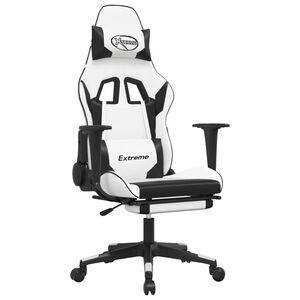 vidaXL Gamingstol med fotst&ouml;d vit och svart konstl&auml;der