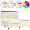vidaXL Rams&auml;ng med b&auml;ddmadrass & LED gr&auml;ddvit 160x200 cm konstl&auml;der