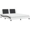 vidaXL Bed with Mattress "Zadar" White and Black 180x200 cm Faux Leather