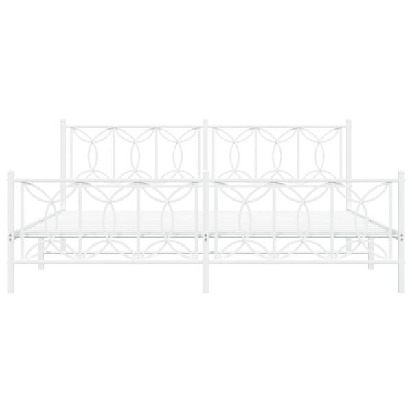 vidaXL S&auml;ngram med huvudgavel och fotgavel vit metall 200x200 cm