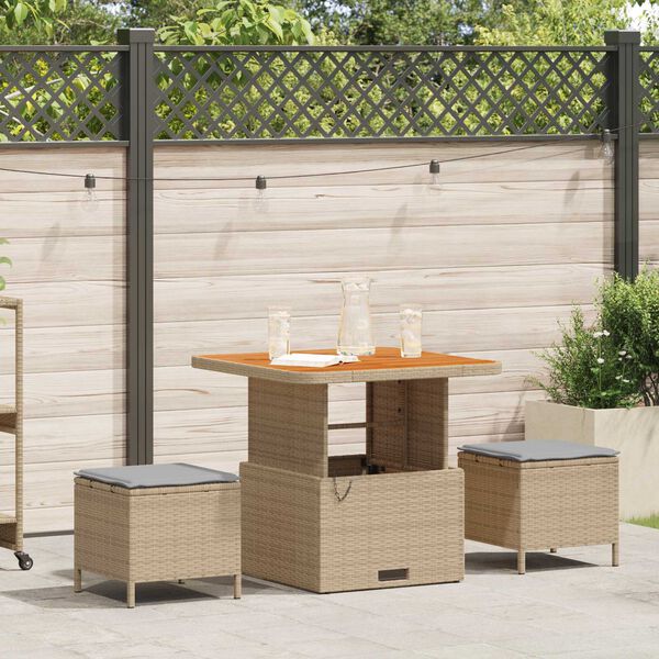 vidaXL Trädgårdsmöbelset Beige Poly rattan