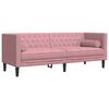vidaXL Soffgrupp chesterfield 3 delar bolsterkuddar rosa sammet