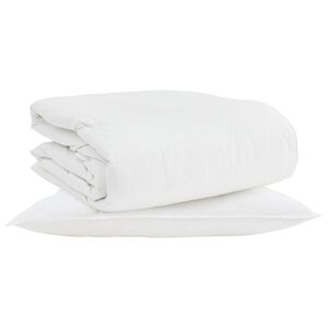 vidaXL 2-i-1 Dunt&auml;cke med kudde 2 pcs Vit Dunfj&auml;der