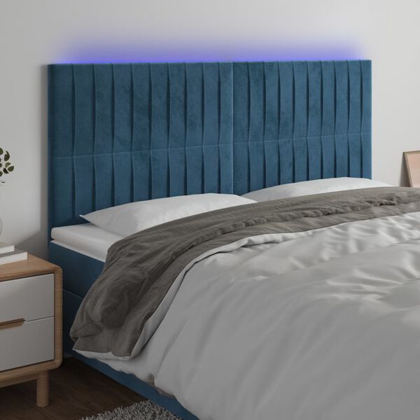 vidaXL S&auml;nggavel LED m&ouml;rkbl&aring; 160x5x118/128 cm sammet