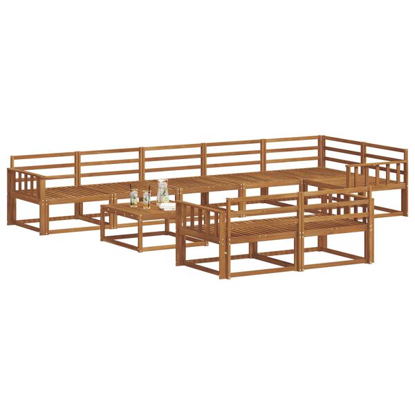 vidaXL Utomhussoffset 9 pcs Naturf&auml;rg Massivt Akaciatr&auml;