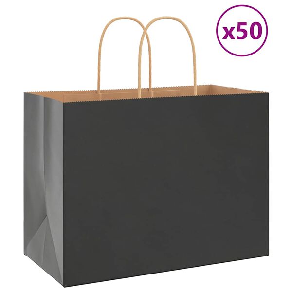 vidaXL Pappersp&aring;sar 50 st med handtag svart 32x17x25 cm