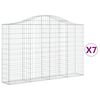 vidaXL Gabioner b&aring;gformade 7 st 200x30x120/140 cm galvaniserat j&auml;rn