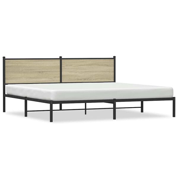 vidaXL S&auml;ngram utan madrass metall sonoma-ek 193x203 cm