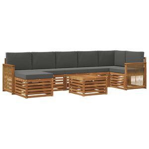 vidaXL Utomhussoffset med kudde 7 pcs Naturlig och Antracit