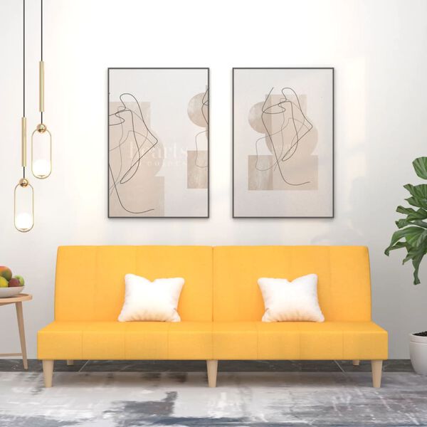 vidaXL B&auml;ddsoffa 2-sits gul tyg