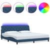 vidaXL S&auml;ngram med LED utan madrass bl&aring; 200x200 cm tygLED