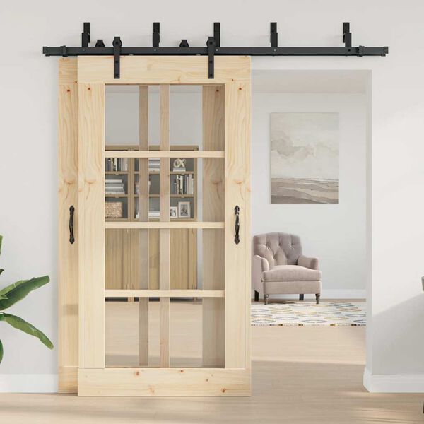 vidaXL Skjutd&ouml;rrsbeslag 213,5 cm st&aring;l svart