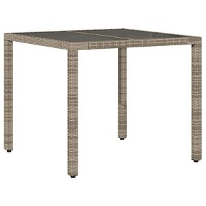 vidaXL Tr&auml;dg&aring;rdsbord med glasskiva gr&aring; 90x90x75 cm konstrotting