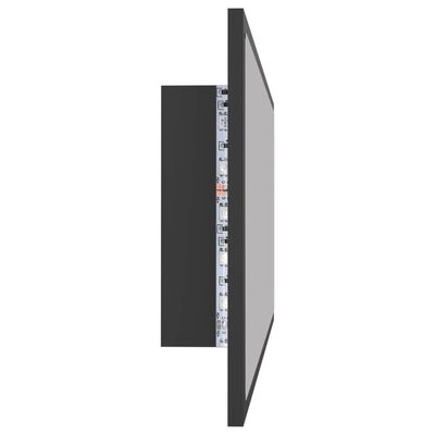 vidaXL Badrumsspegel med LED grå 100x8,5x37 cm akryl