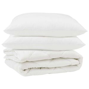 vidaXL Dunt&auml;cke med kudde 3 pcs Vit Mikrofiber