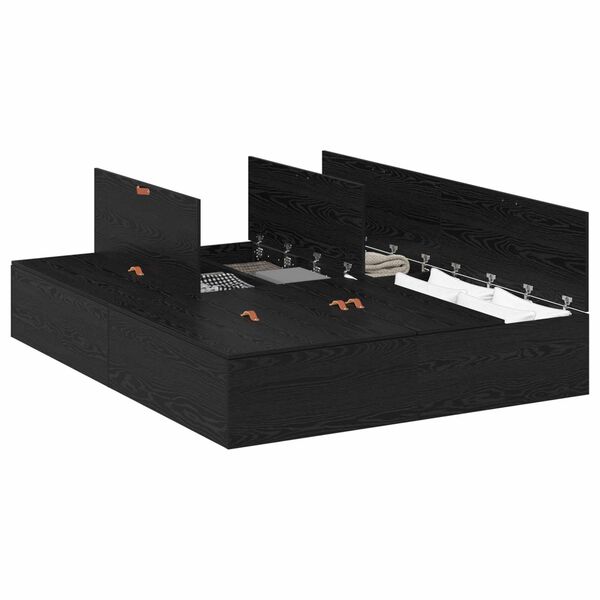 vidaXL F&ouml;rvaringss&auml;ngram Svart Ek 140 x 190 cm Konstruerat tr&auml;